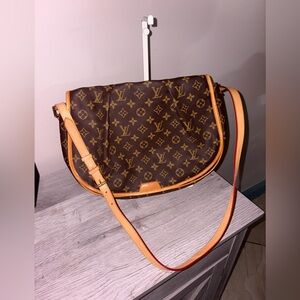 Vintage PLK Monogram Tan and Brown Crossbody Bag